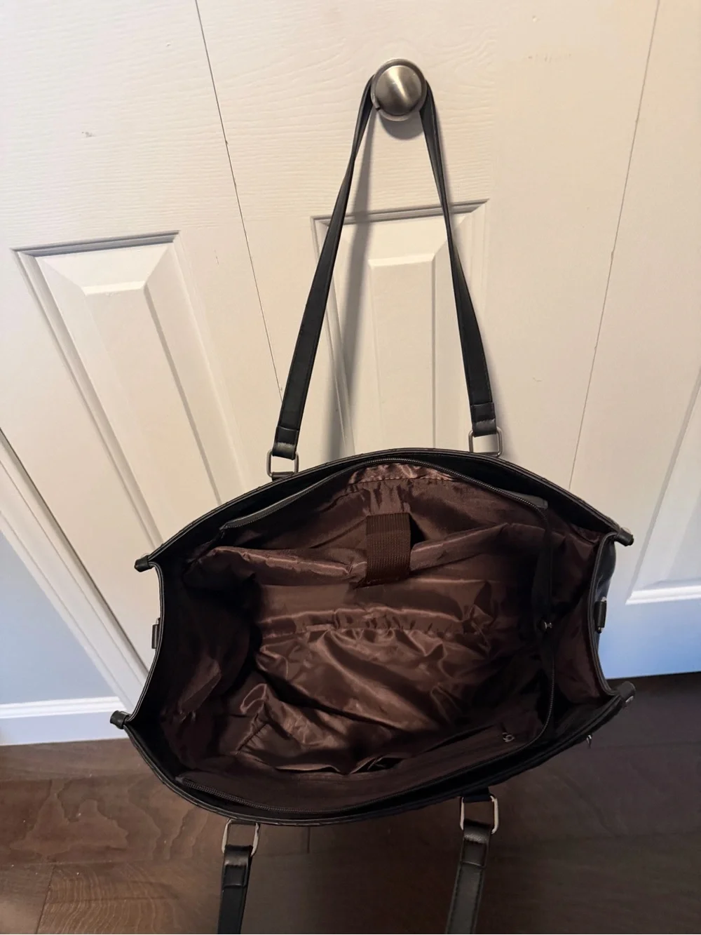 Quilted Black Tote Bag - Classic Carryall - Built in lunch pouch